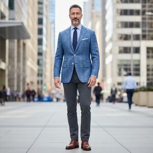 Boss Reda Blazer Italian Fabric Linen Wool H-Hudson 222 44R Plaid Slim Fit